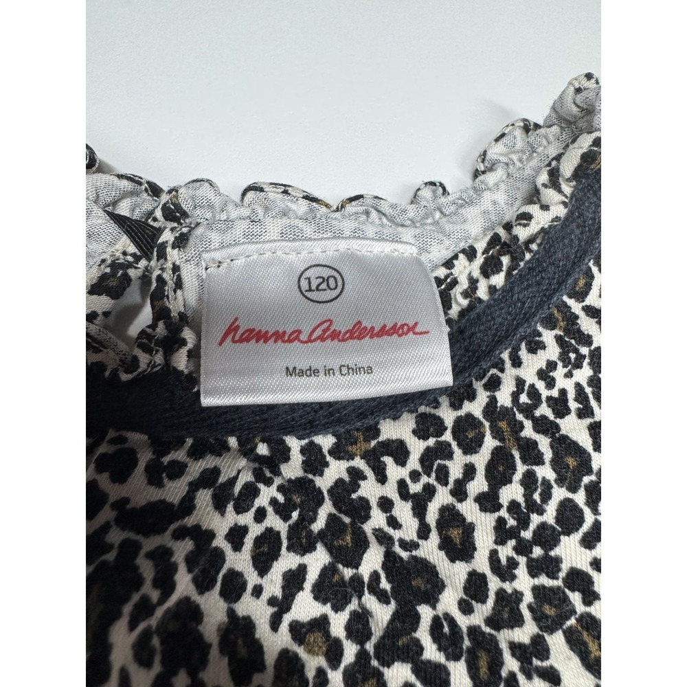 Hanna Andersson Dropwaist Leopard Animal Print Dress Girls Size 120 US 6 Ruffles - Picture 6 of 8